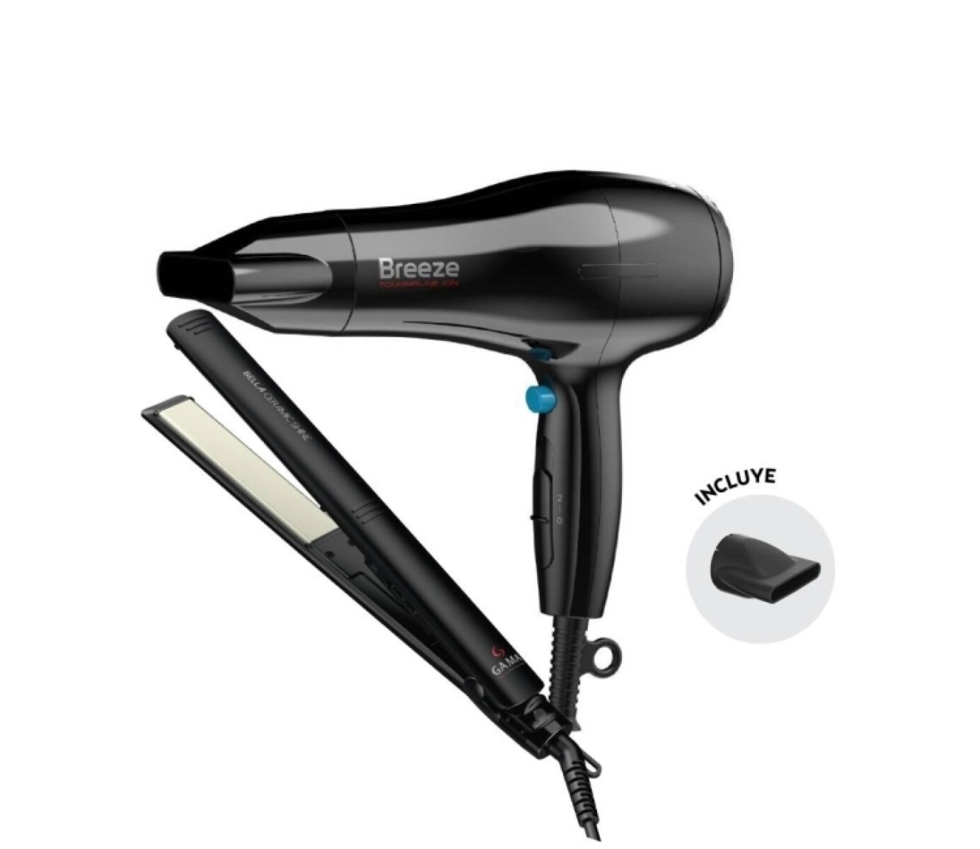 Pack Plancha Bella Ceramic Shine + Secador Breeze 