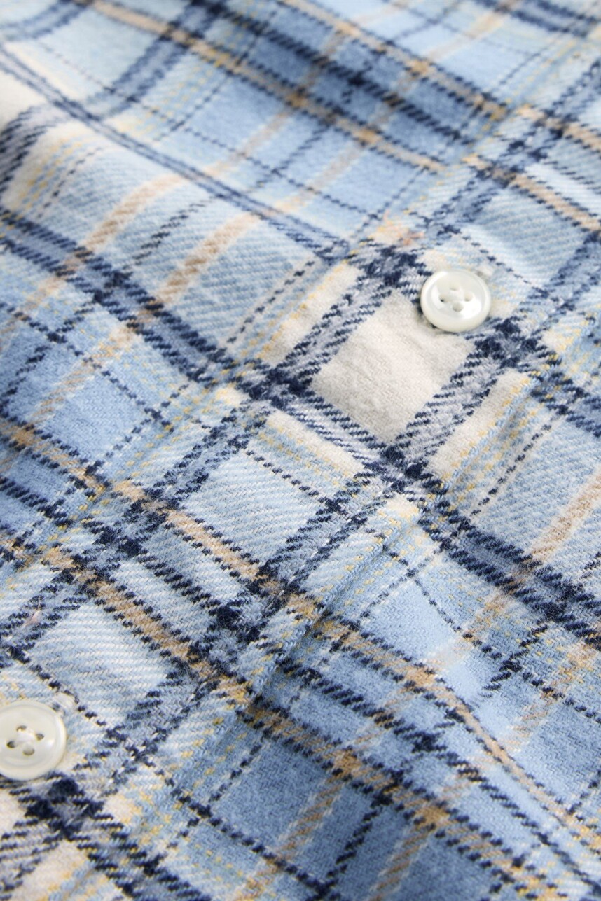 Camisa Flannel Hombre Light Blue Plaid