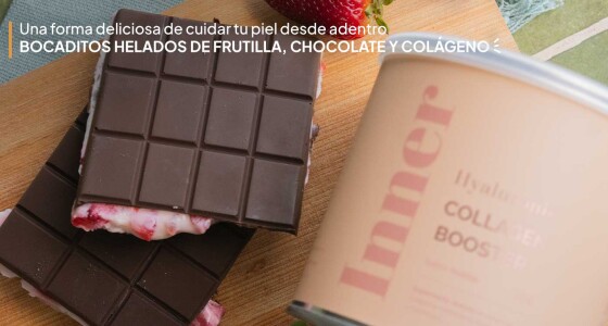 Una forma deliciosa de cuidar tu piel desde adentro, bocaditos helados de frutilla, chocolate y colágeno