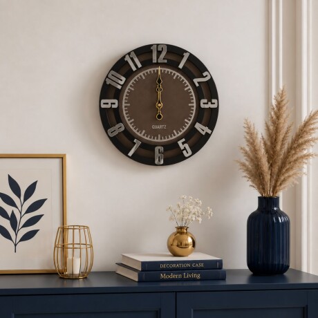 Reloj de Pared Marrón con Números en Relieve - Ø 40cm Reloj de Pared Marrón con Números en Relieve - Ø 40cm