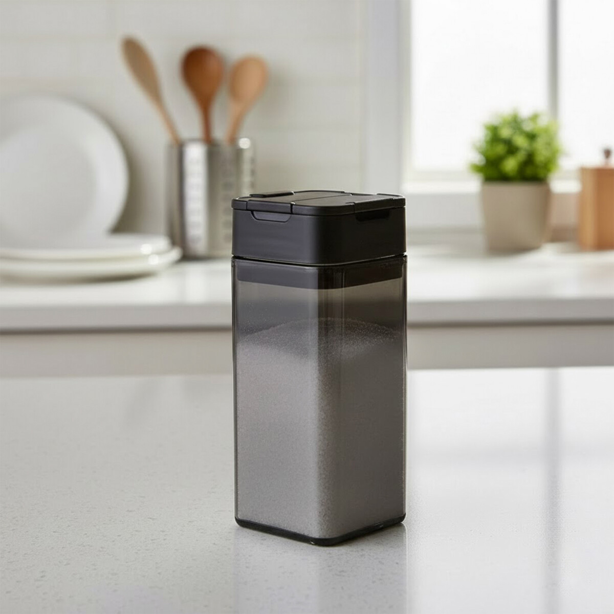 Especiero Salero Pimentero Magnético Frasco Contenedor - Variante Negro S 