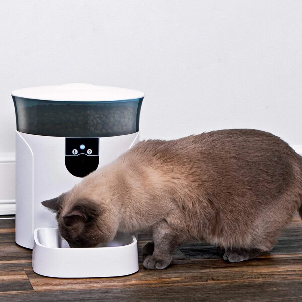 Dispensador Comida Automatico Inteligente Mascotas Wifi 7Lts Variante Color Blanco