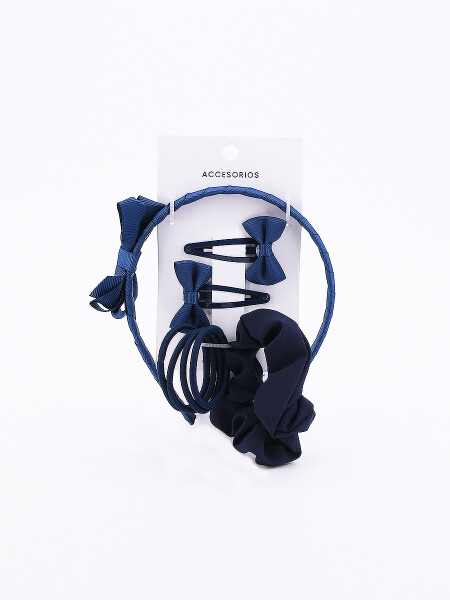 VINCHA + ACCESORIOS SET X 8 AZUL