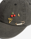 Caps Cap De Canvas Lavado Con Pins - Negro