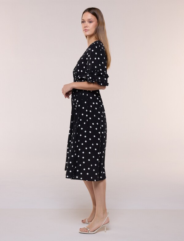 Vestido Volados Printed NEGRO/CRUDO