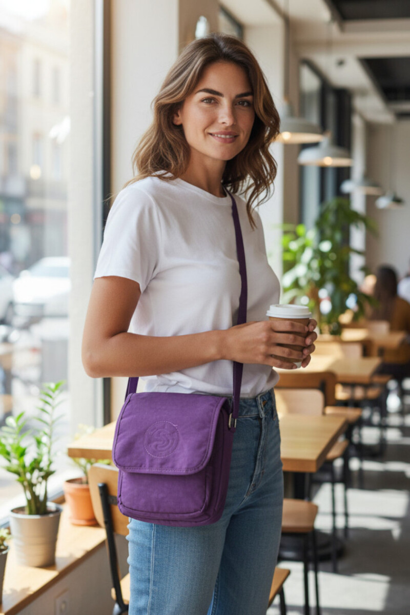 Morral Cruzado (Bandolera) en Tafeta Amasada Violeta