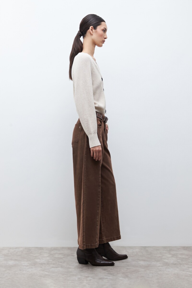 Cardigan escote V beige melange