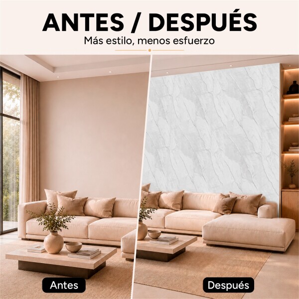 Pack x3 Placa PVC Símil Mármol 2,44x1,22m 3mm Resistente Gris Veteado 2