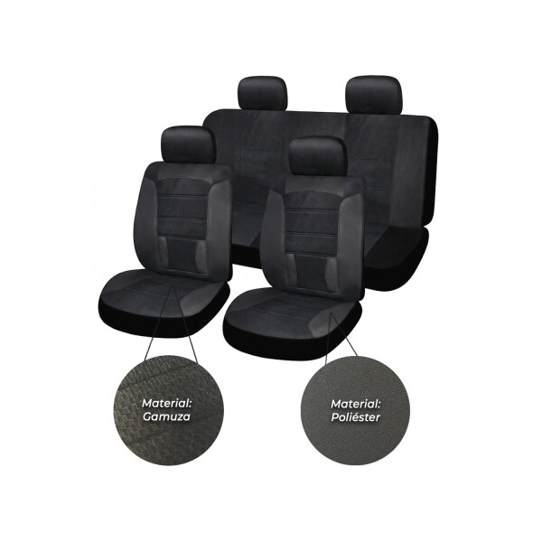 Cubreasientos De Tela Y Terciopelo Negro 11 Piezas Cubreasientos De Tela Y Terciopelo Negro 11 Piezas