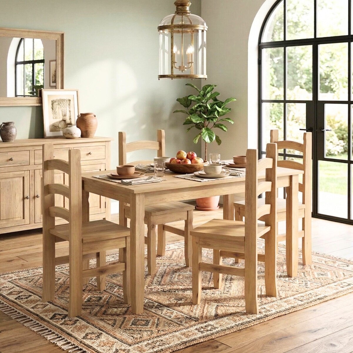 Juego De Comedor 4 Sillas - Corona - Madera - Natural 