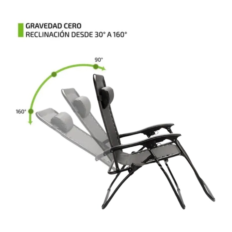 Reposera Silla Playa Alta Plegable Gravedad Cero Reclinable NEGRO