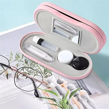 Estuche rigido para lentes de armazon y contacto Rosado