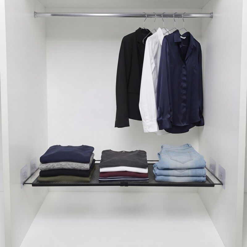 Estante extensible con 4 enganches adhesivos 50/85x35x3cm