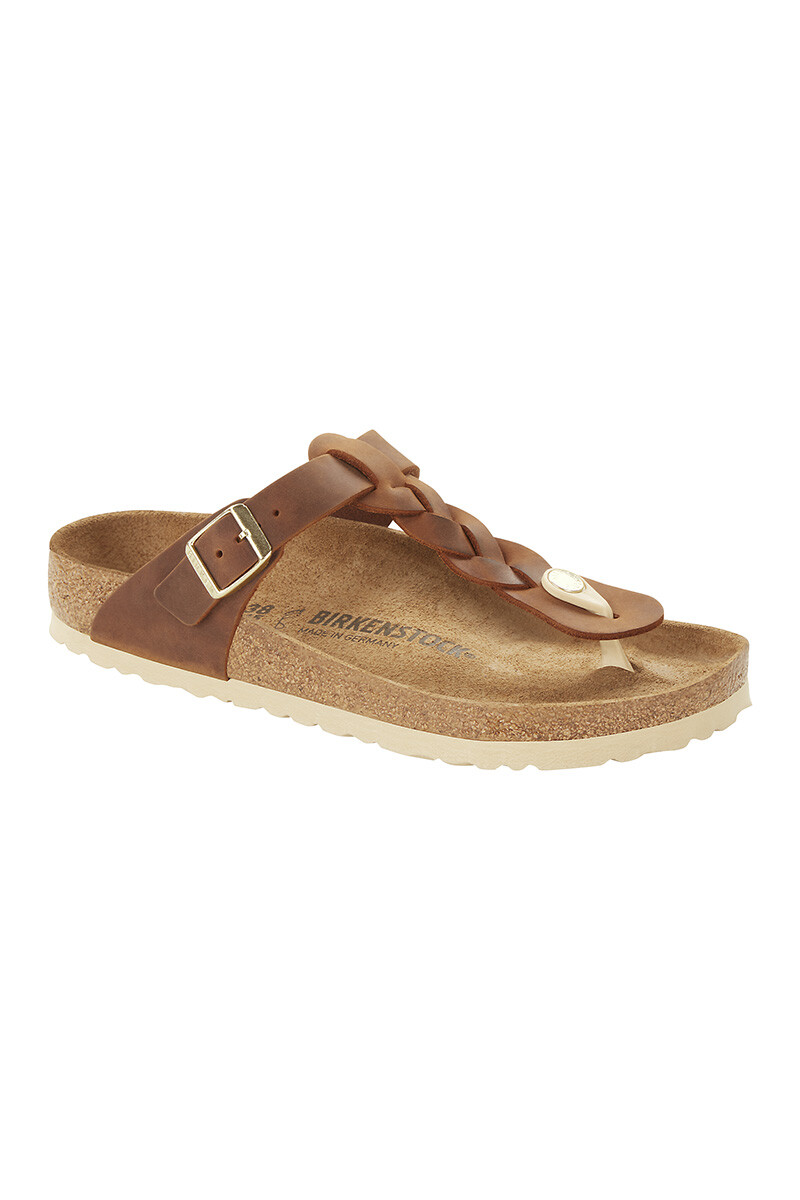 Sandalia Gizeh Braided Oiled Leather - Regular - Cognac 