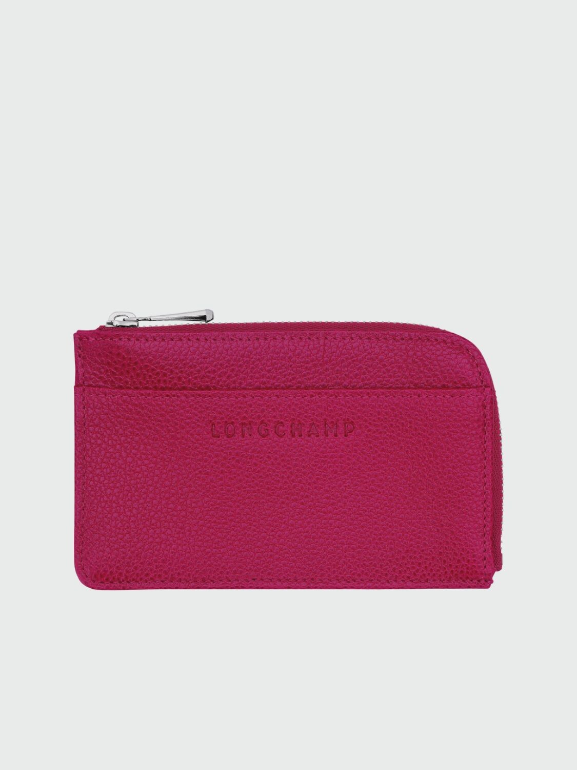 Longchamp - Tarjetero de cuero, Le Foulonné Fucsia