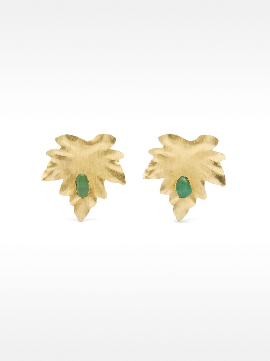 Pendientes Hoja Con Piedra - verde 