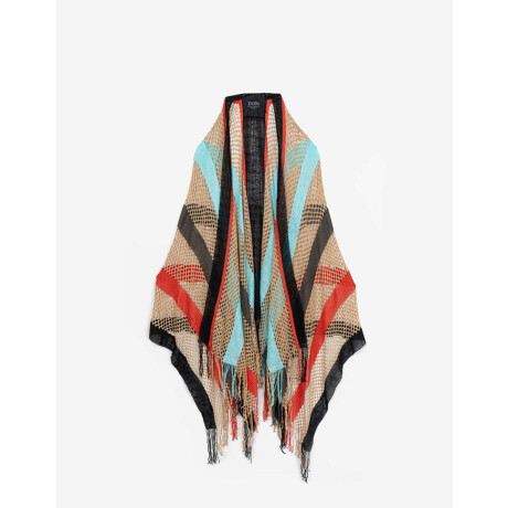 Kimono De Red Tejida Combinacion Multicolor