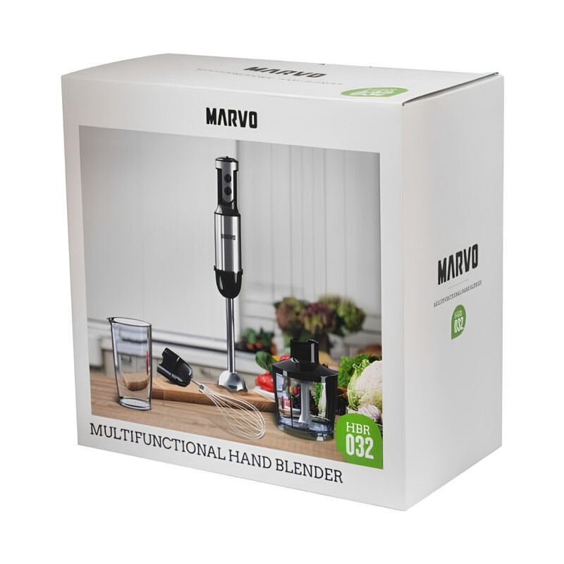 Mixer Marvo 800W en acero inoxidable + accesorios Plateado