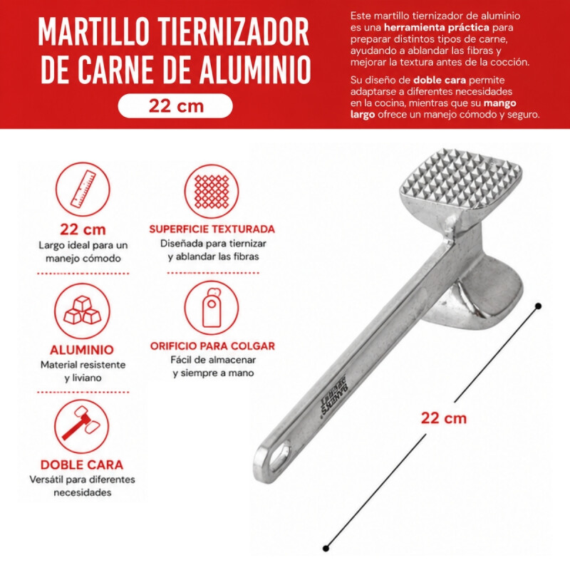 Martillo tiernizador 22 cm INOX
