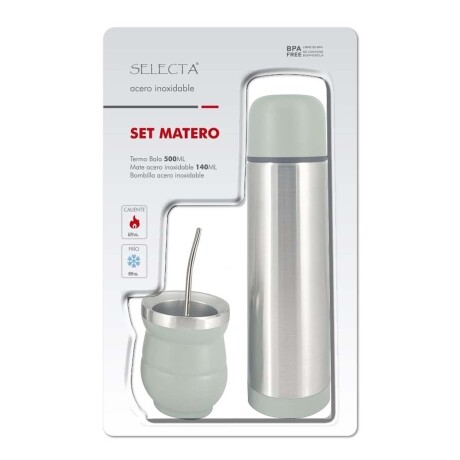 Set Matero c/ Termo Bala 500Ml + Mate + Bombilla Acero Inox Verde Oliva