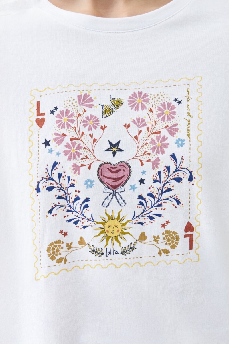 Remera estampada manga corta blanco