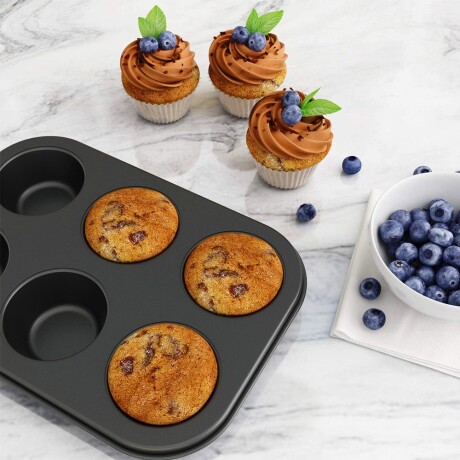 Asadera Molde Antiadherente de Horno X6 Muffins Magdalenas Gris