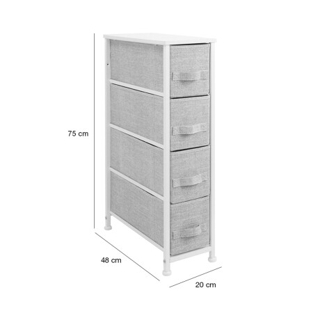 Mueble Organizador 4 Cesto Cajones Tela Esctructura Acero Gris