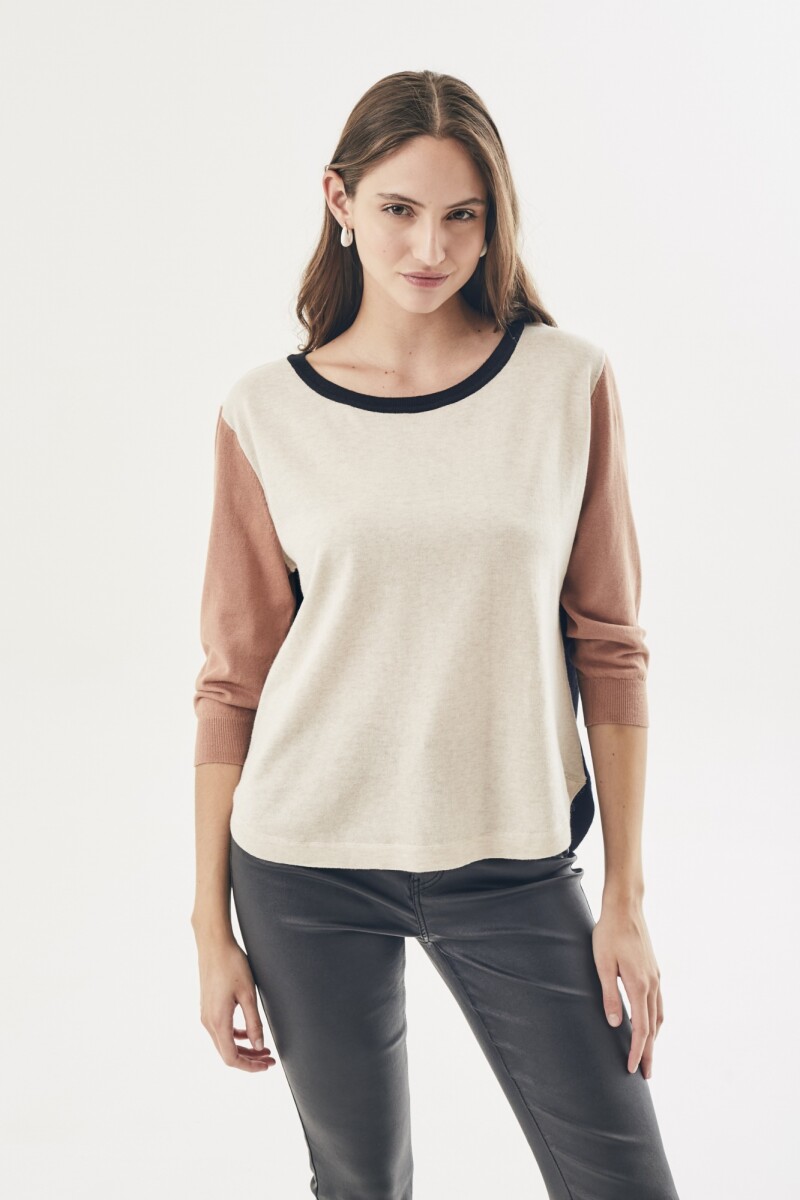 Sweater Color Block - Rosa 