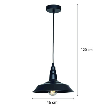 Lámpara de techo Colgante Vintage Bell Diámetro 46cm Lámpara Colgante Vintage Bell Negro Grande