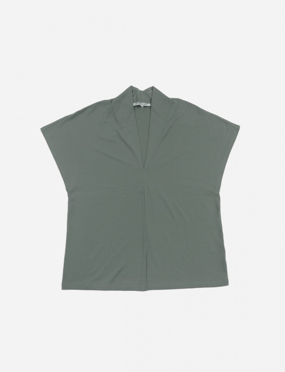 Blusa escote V - Mujer - Verde oliva 