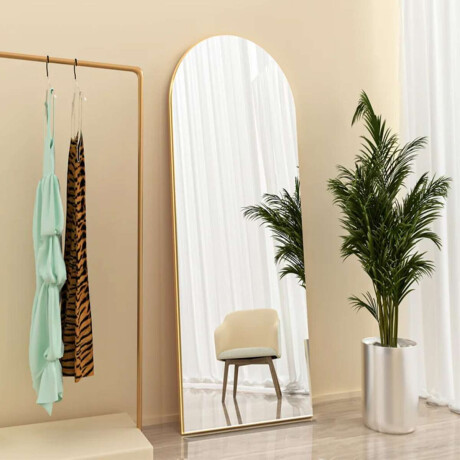 Espejo De Pie Ovalado Con Borde Dorado