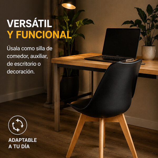 Silla Comedor ComboHome Tulip Eames Pack X2 Negro 1