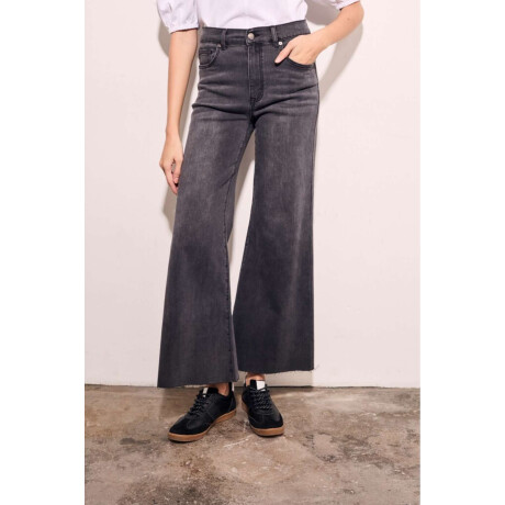 Jean Flared Wide Leg Denim Gris