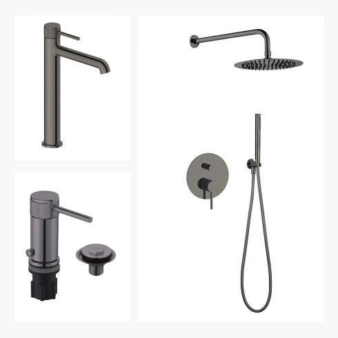 Juego De Griferia Incluye Lavatorio Alto,Bidet Y Ducha Embutida 000
