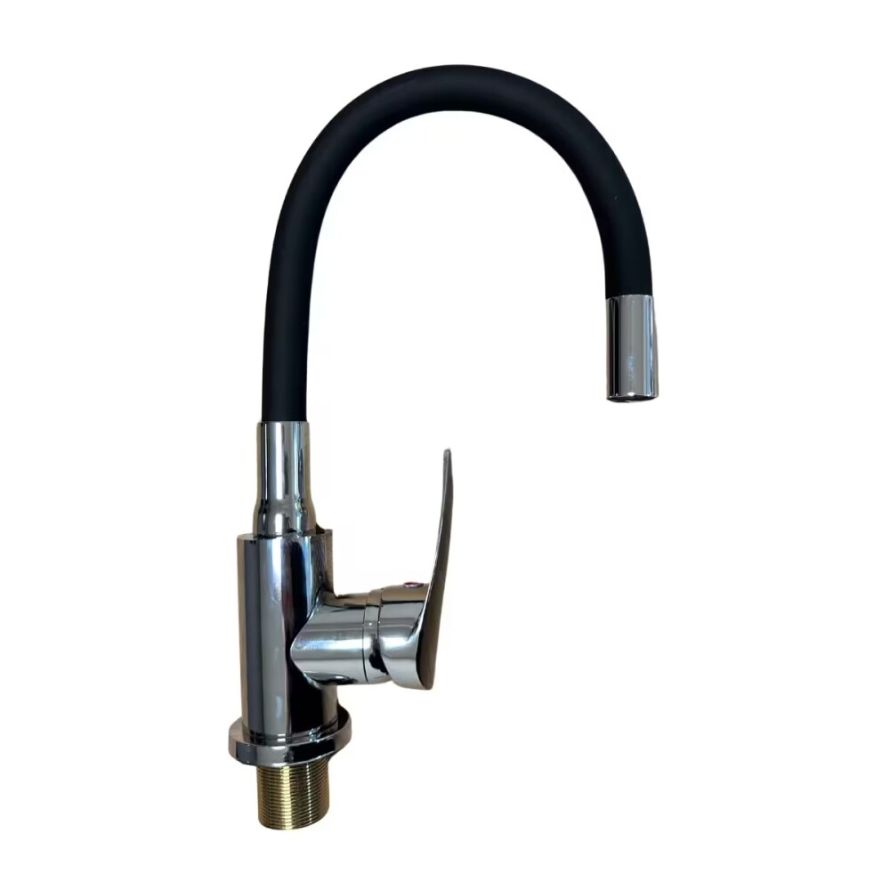Grifería de Cocina Monocomando de mesada pico Flexible Negro Murdock Cromado Brillante Grifería De Cocina Monocomando De Mesada Pico Flexible Negro Murdock Cromado Brillante