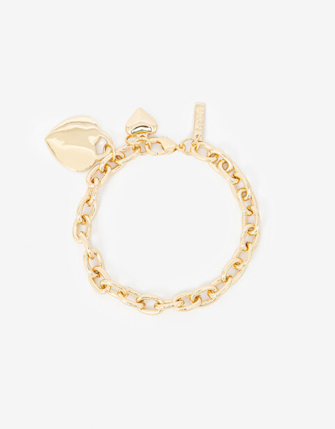 Pulseras Flexibles Pulsera Con Corazones - Dorado