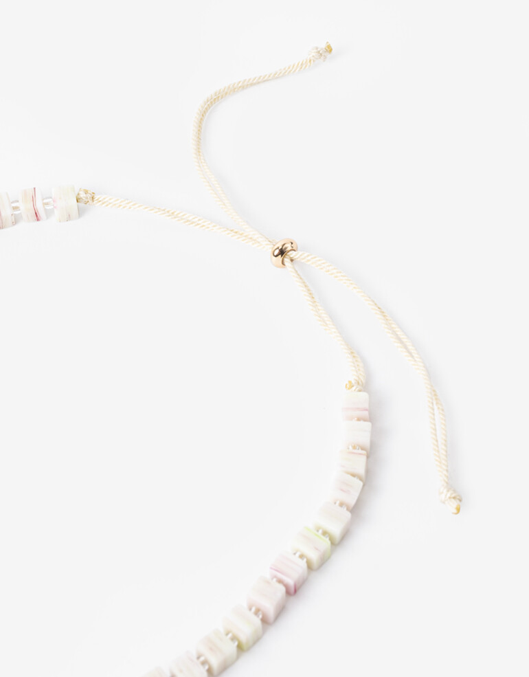 Collares Largos Color Collar Largo Cubitos Glass - Blanco Crema