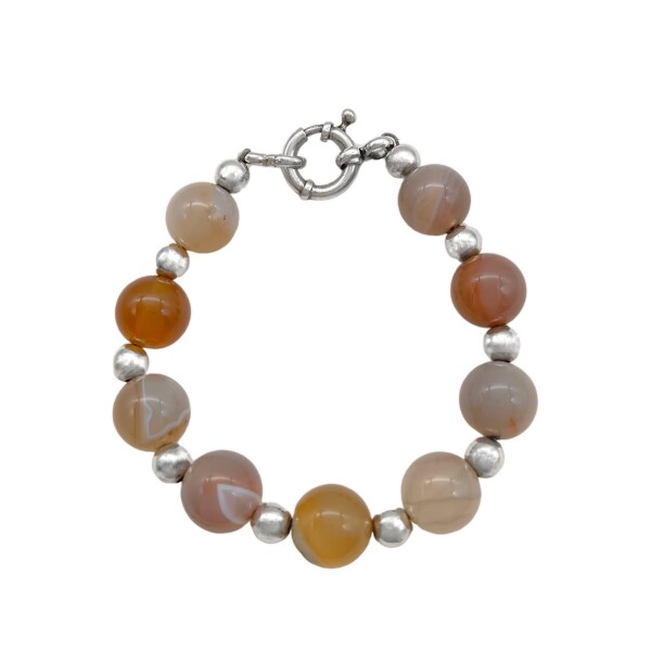 Pulsera bolitas-Plata 925-Piedra ágata-PU3013 conpiedra