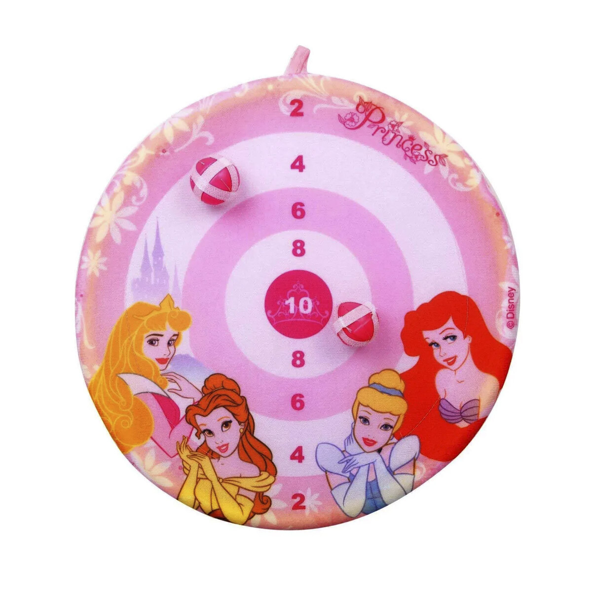 Juego Tiro Blanco Princesas Disney Tablero Tela con 2 Pelotas Adhesiva 
