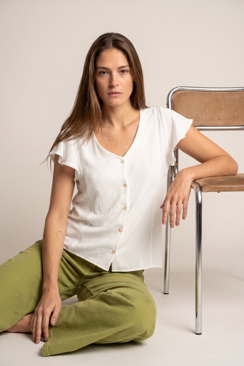 Blusa Escote V Nacar