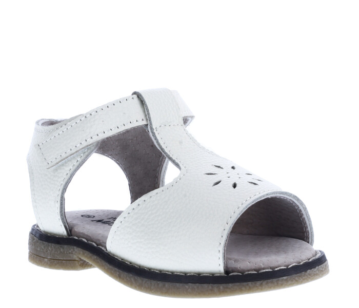 Sandalia de Niña Mini Miss Carol GRACE con velcro y calado Blanco