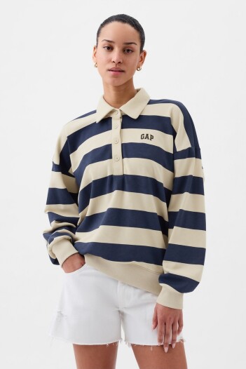 Buzo Deportivo Polo A Rayas Logo Gap Mujer Navy Stripe