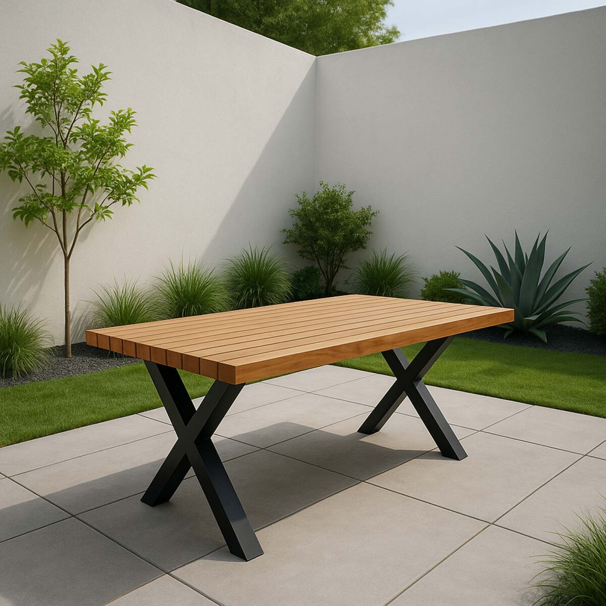 MESA COMEDOR - ACERO-Y-MADERA NATURAL-BEIGE BERNA 