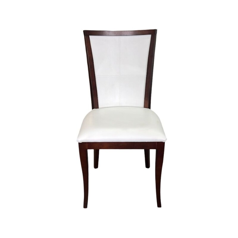 Silla en madera tapizada en tela sintetica blanca Silla en madera tapizada en tela sintetica blanca