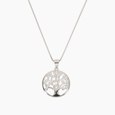 Cadena con dije de árbol de la vida en plata 925 y circonias Cadena Con Dije De árbol De La Vida En Plata 925 Y Circonias