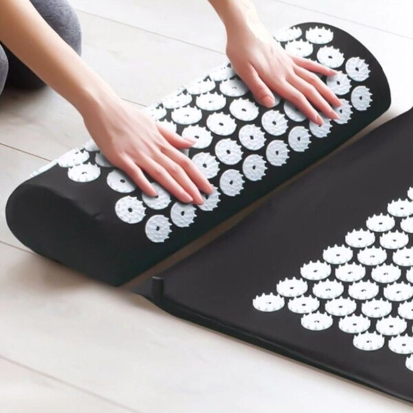 Colchoneta Mat + Almohada Acupuntura Masajeador Relajación Color Variante Negro