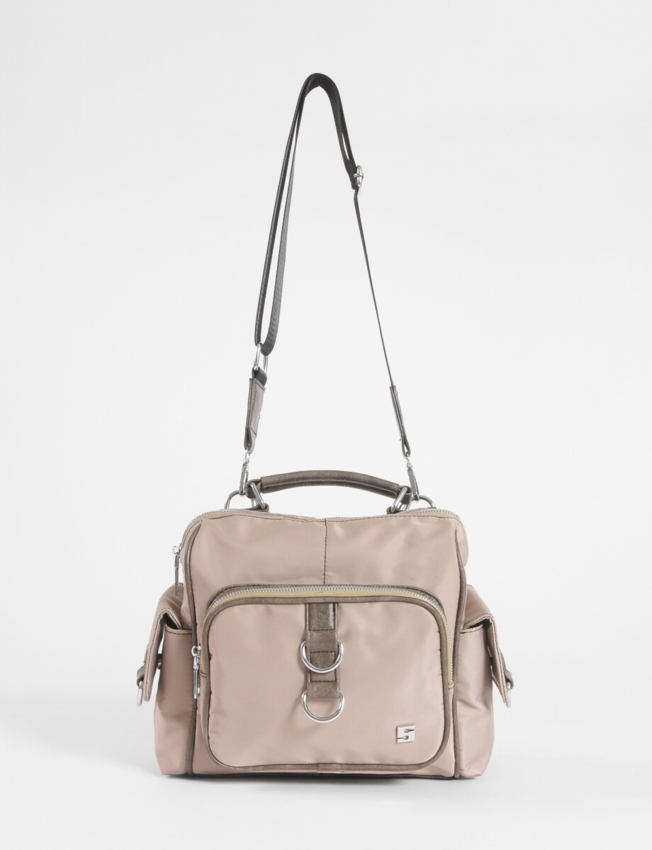 Bandolera - mochila bolsillos - beige 