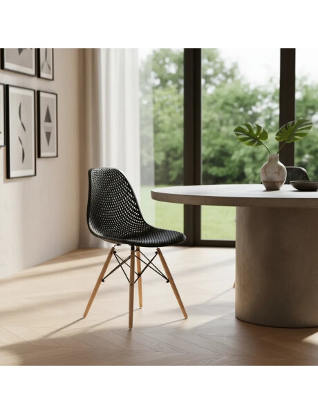 SILLA EAMES COLMENA COMEDOR BASE MADERA NEGRA SILLA EAMES COLMENA COMEDOR BASE MADERA NEGRA