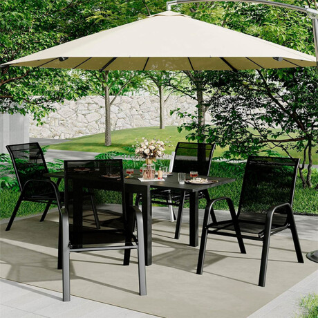 Silla Jardín Metálica Butaca Exterior C/Apoyabrazos Negro