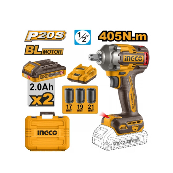 LLAVE DE IMPACTO A BATERIA P20S 20V 405NM + 3 DADOS + 2 BAT + CARG LLAVE DE IMPACTO A BATERIA P20S 20V 405NM + 3 DADOS + 2 BAT + CARG